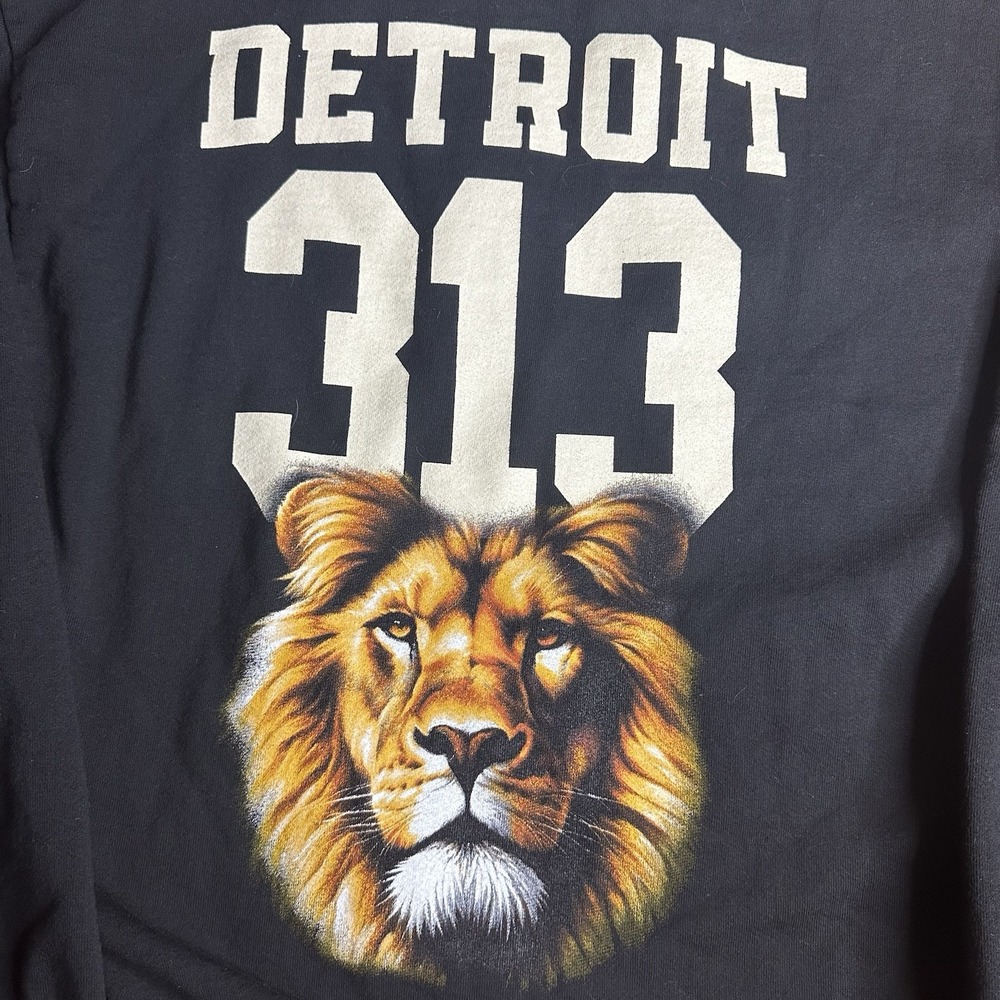 Kiwiclo Detroit Lions 313 Hoodie Mens Large Black Heavyweight Cotton Streetwear - Picture 6 of 7